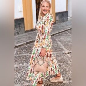 ZARA WOMANS SUMMER MIDI SHIRT DRESS 
BELTED 100% COTTON Sz S . NWOT